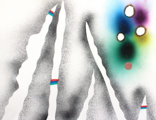 Bouleaux 2 - 2019, mixte sur papier,  46 x 61 cm