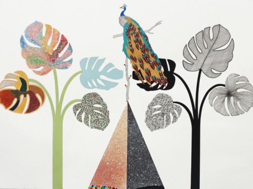 Bialystok 2 - 2015, acrylique, encre, pastel et peinture énamel sur papier, 46 x 61 cm