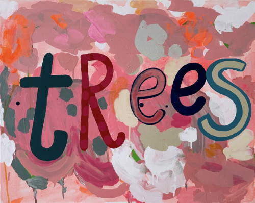 Trees - 2022, mixte sur toile, 65 x 81 cm