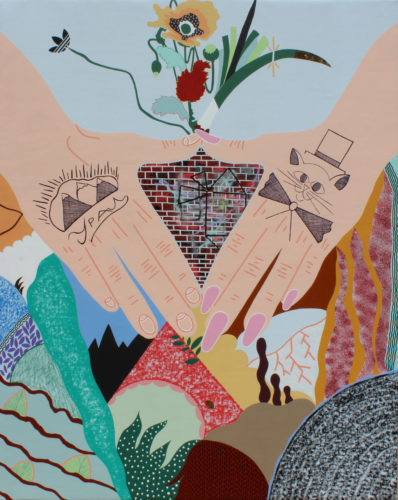 Nina et Edward - 2020, acryliques, encre et or 24 carats sur toile,	145 x 114	cm	