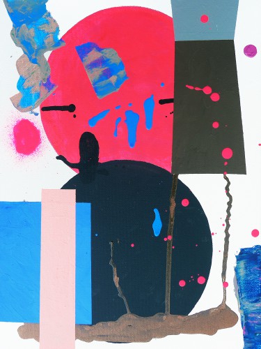 Balancing act - 2015, mixte sur toile 30,5 x 40,5 cm