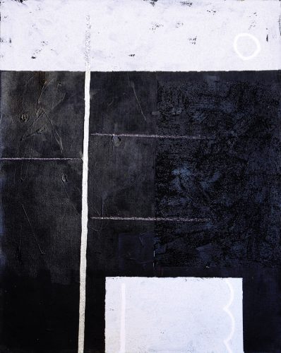 Blackpainting 2 - 2016, acrylique, sable et crayon sur toile, 81 x 65 cm
