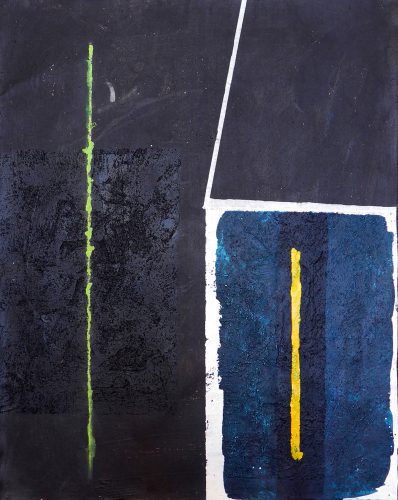 Blackpainting 6 - 2016, acrylique, sable et crayon sur toile, 81 x 65 cm
