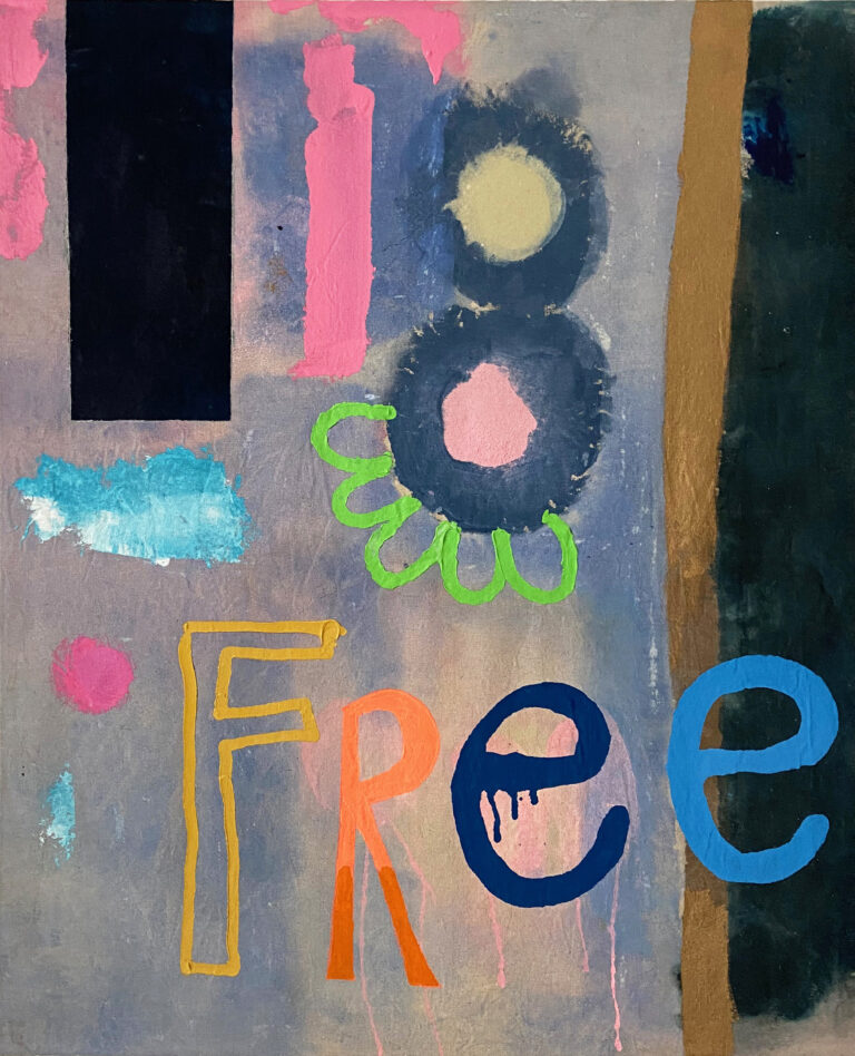 Free, 2019, technique mixte sur toile, 100 x 80 cm
