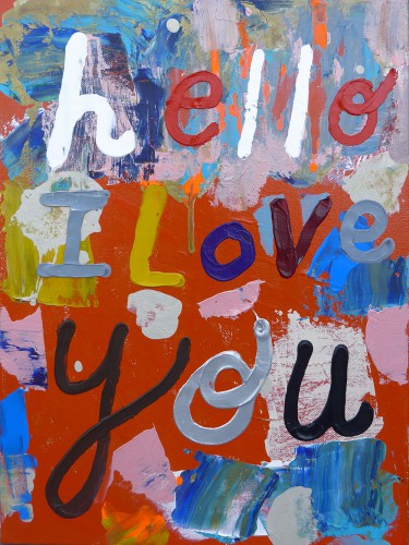 Hello - 2015, mixte sur toile 30,5 x 40,5 cm