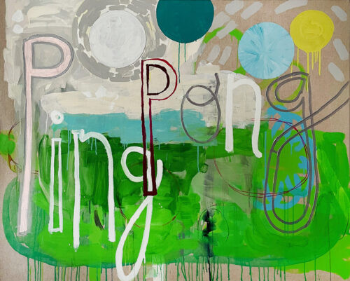 Pingpong - 2021, technique mixte sur toile, 130 x 162 cm
