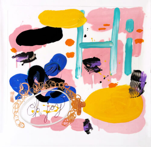 Social painting - 2020, technique mixte sur polyester et calque, 85 x 85 cm
