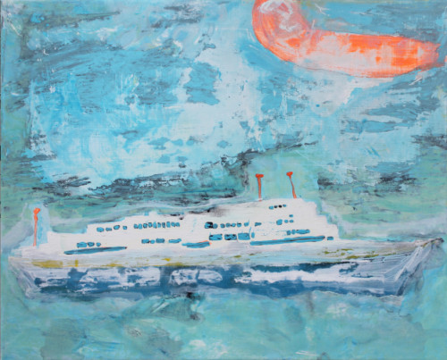 Le ferry - 2015, acrylique sur toile, 40 x 50 cm