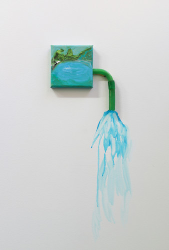 Le lac bleu - 2015, acrylique sur toile et sur mur, 16 x 40 cm
