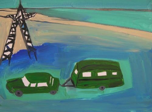 La caravane - 2010, acrylique sur papier,
30 x 40 cm
