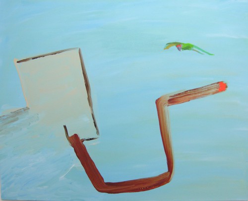 le perroquet et le tuyau d echappement - 2014, acrylique sur toile, 80 x 100 cm
