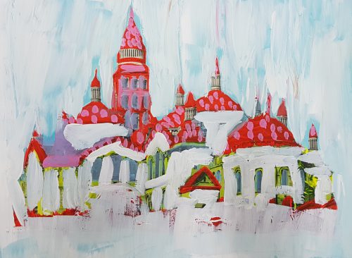 Les Dômes - 2017, acrylique sur photo, 46 x 71 cm