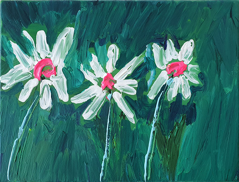 Fleurs, 2020, acrylique sur toile, 30 x 40 cm