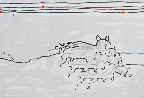 Chiens de traineau - 2016, acrylique sur toile, 50 x 72 cm