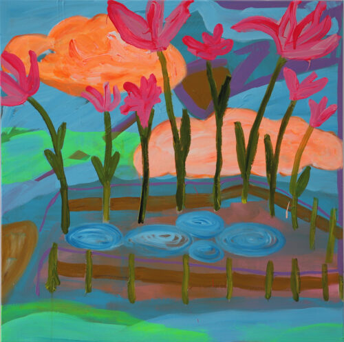 Jardin - 2024, acrylique sur toile, 90 x 90 cm
