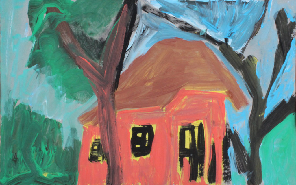 Maison rouge, 2020, gouache sur papier, 11,5 x 18 cm