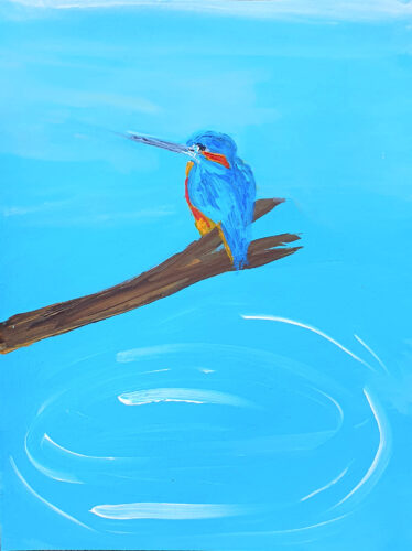 Martin pêcheur 2 - 2022, acrylique sur papier, 48 x 36,5 cm