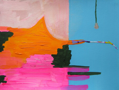 Ampoule - 2021, acrylique et collage sur papier, 36 x 48 cm