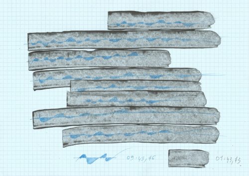 Sans titre - 2018, criterium mines 0,5 mm, acrylique, 21 x 29,7 cm