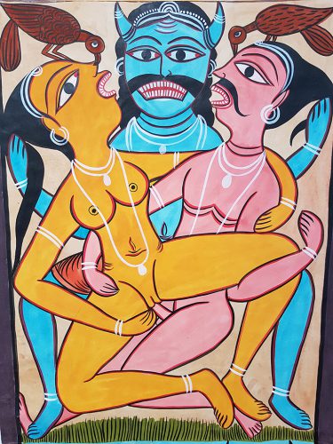Farid Chitrakar - Yama pat série (détail), acrylique sur papier, 2015, 290 x 55 cm