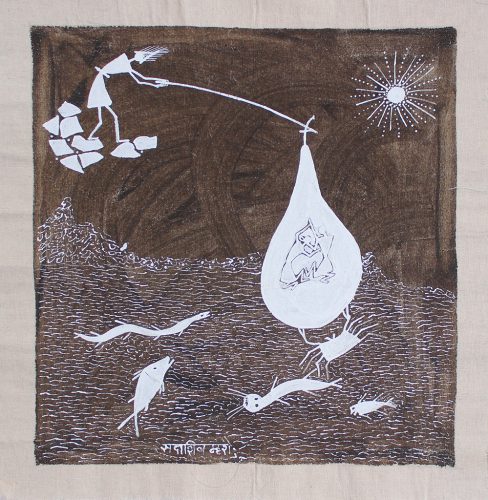 Sadashiv Soma Mashe - Sans titre, 2013, acrylique et bouse de vache, 38 x 37 cm