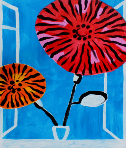Grandes fleurs d'artifice - 2023, acrylique sur toile, 100 x 80 cm
