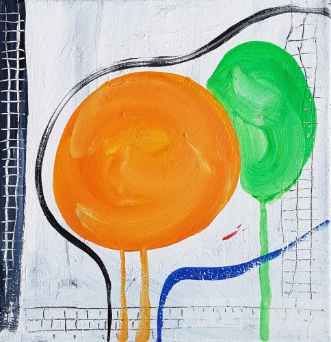 Poisson rouge - 2018, acrylique sur toile, 30 x 30 cm 