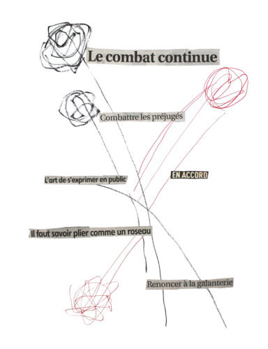 Le combat continue - 2020, mixte sur papier, 64 x 49 cm