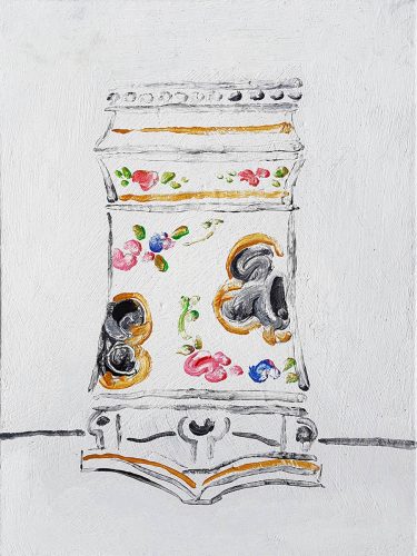 Sans titre - Vase blanc - 2018, acrylique sur toile, 35 x 27 cm 