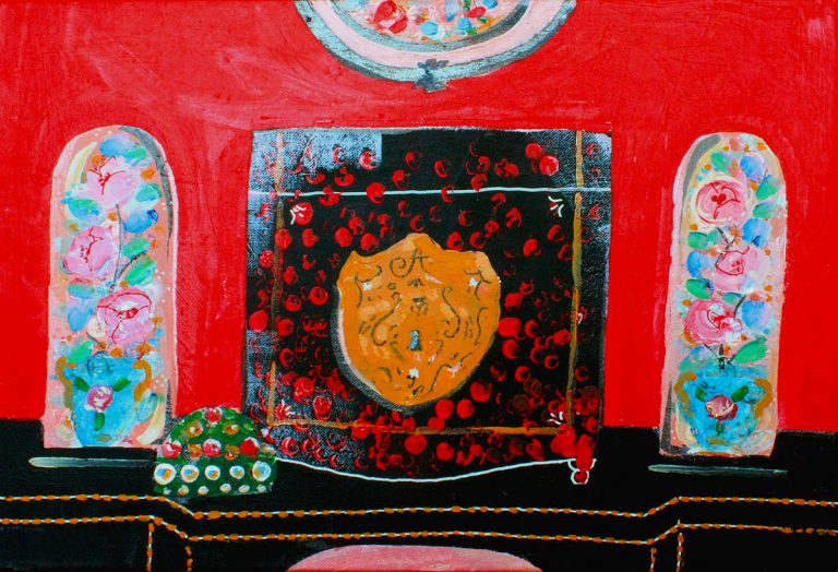 Objets fond rouge