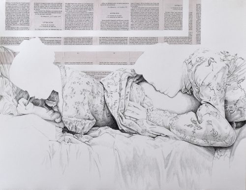 L'image des mots - 2019, crayon et collage sur papier, 57 x 76 cm