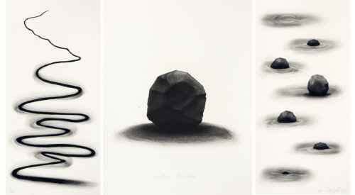 Wooden Boulder Triptych - 2016, pochoir, 2x (67 x 34 cm) + 1x (67 x 50 cm), 15 exemplaires