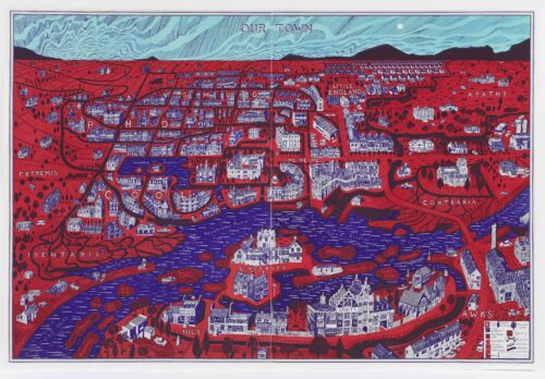 Our town - 2022, eau-forte originale 2 plaques, 68 exemplaires, 109 x 161 cm