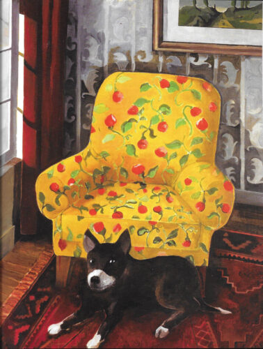 Dog in front of the chair - 2003-2007, huile sur toile, 109,5 x 84,5 cm