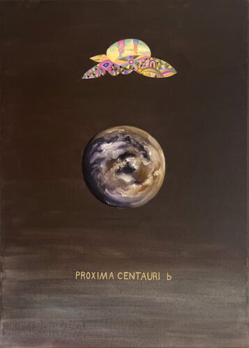 Guardians of the Habitable Planets/Proxima Centauri B - 2023, huile sur toile, 70 x 50 cm