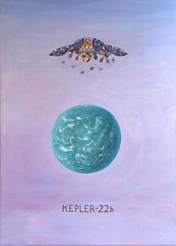 Guardians of the Habitable Planets/Kepler-22b - 2023, huile sur toile, 70 x 50 cm