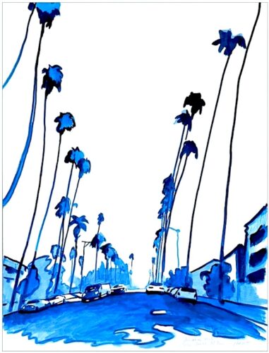 Hollywood Boulevard 02 - 2024, mixte sur papier, 65 x 50 cm