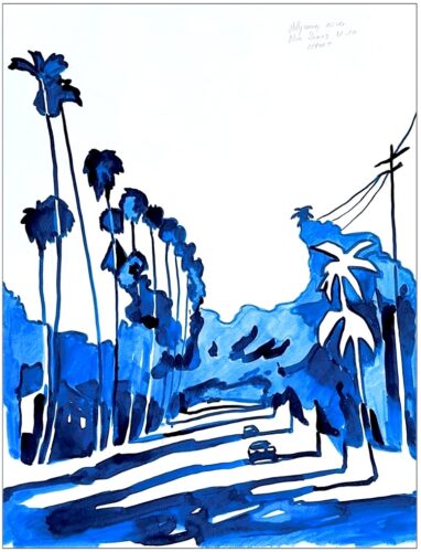 Hollywood Boulevard 10 - 2024, mixte sur papier, 65 x 50 cm