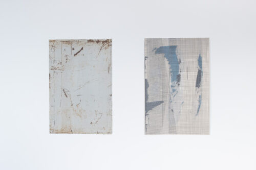 Sans titre (Dessin) - 2022, dessins sur plaque d'acier et carton, 60 x 30 cm x2